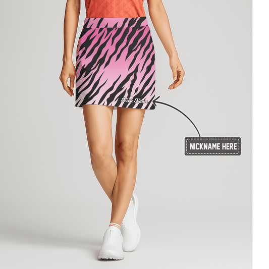 Personalized Pink Ombre Tiger Stripe Women's Golf Skort D9720 main image - S