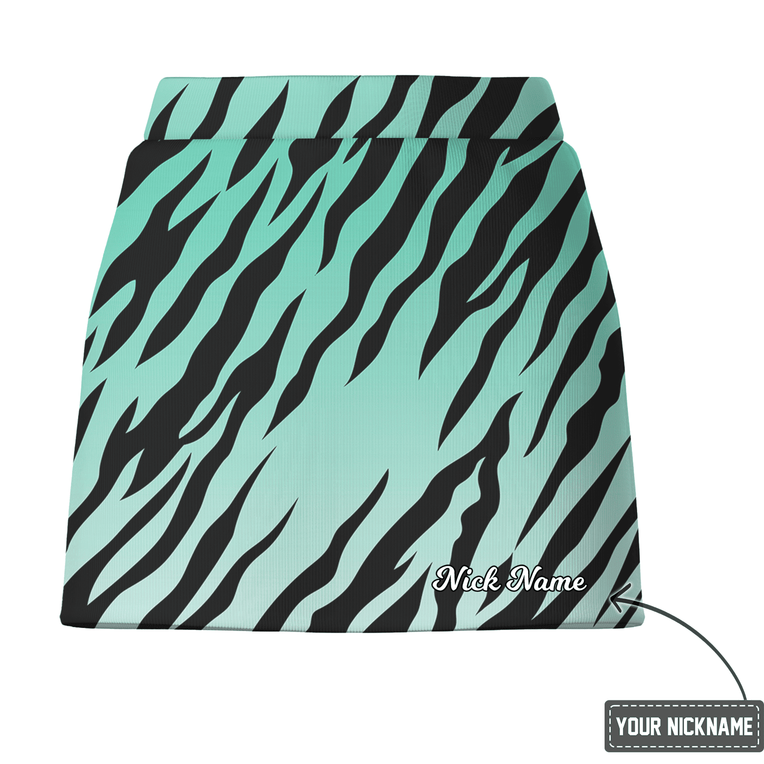 Personalized Aqua Black Zebra Print Women's Athletic Golf Skort B9340 additional image 2
