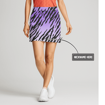 Personalized Women's Purple Ombre Tiger Stripe Golf Skort F2918 main image - S