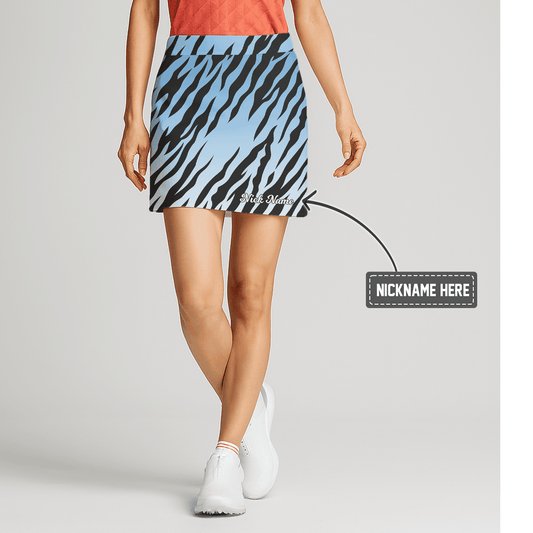 Personalized Women's Sky Blue Zebra Stripe Athletic Golf Skort S8289 main image - S