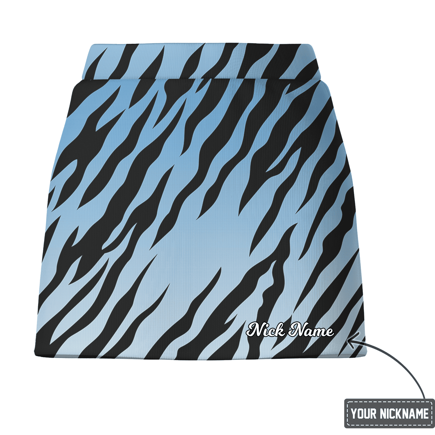 Personalized Women's Sky Blue Zebra Stripe Athletic Golf Skort S8289 additional image 2
