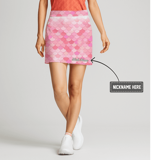 Personalized Pink Mermaid Scale Glitter Women's Golf Skort D0247 main image - S