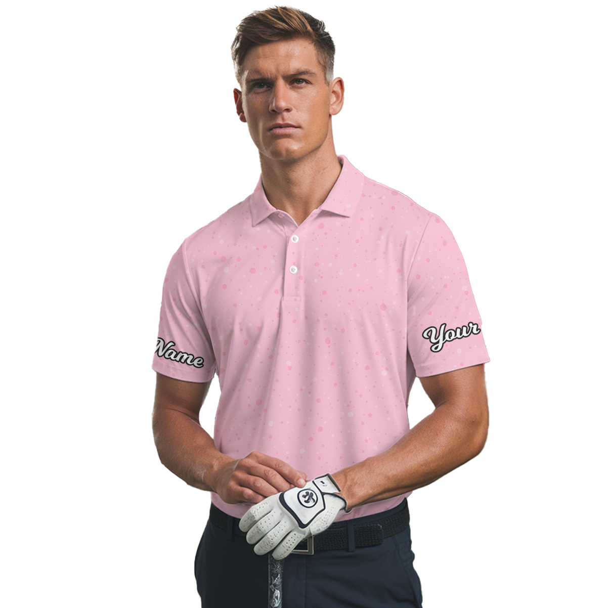 Personalized Pink Speckle Golf Polo Shirt Men J9125 additional image 2