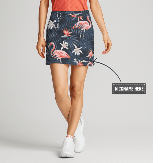 Personalized Women's Dark Tropical Flamingo Print Athletic Golf Skort V7170 main image - S