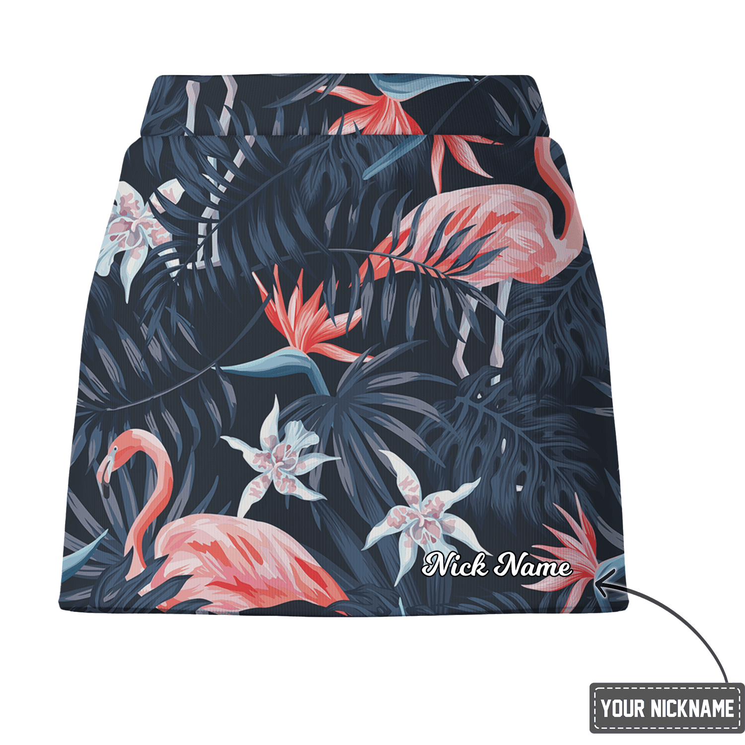 Personalized Women's Dark Tropical Flamingo Print Athletic Golf Skort V7170 additional image 2