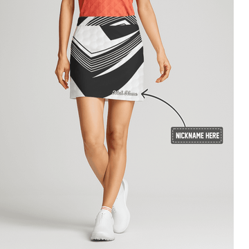 Personalized Black White Abstract Geometric Women's Golf Skort D1313 main image - S