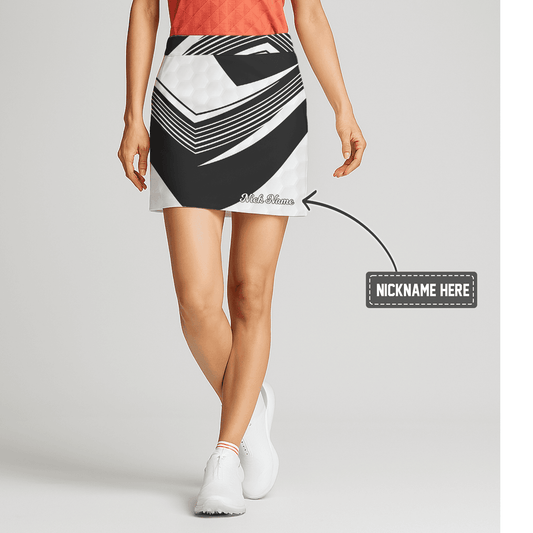Personalized Black White Abstract Geometric Women's Golf Skort D1313 main image - S
