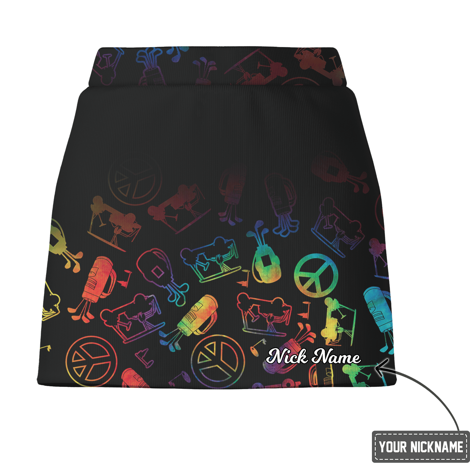 Personalized Women's Black Rainbow Icon Print Athletic Golf Skort D2532 additional image 2