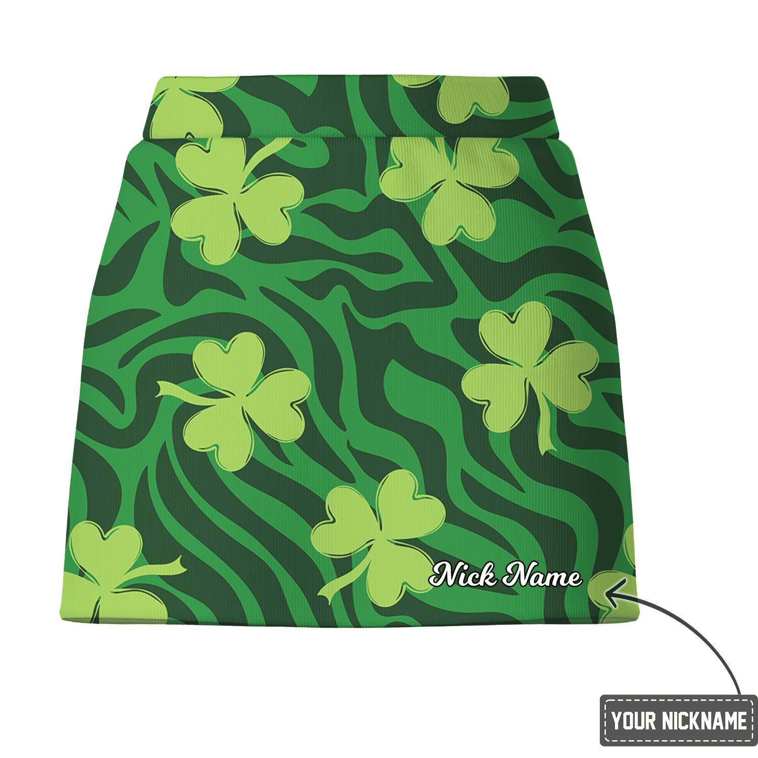 Personalized Women's Green Shamrock Wavy Print Athletic Golf Skort Q3154 additional image 2