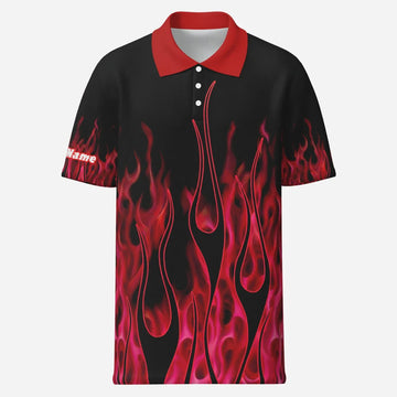 Personalised Inferno Flame Custom Golf Polo Shirt For Men G2019