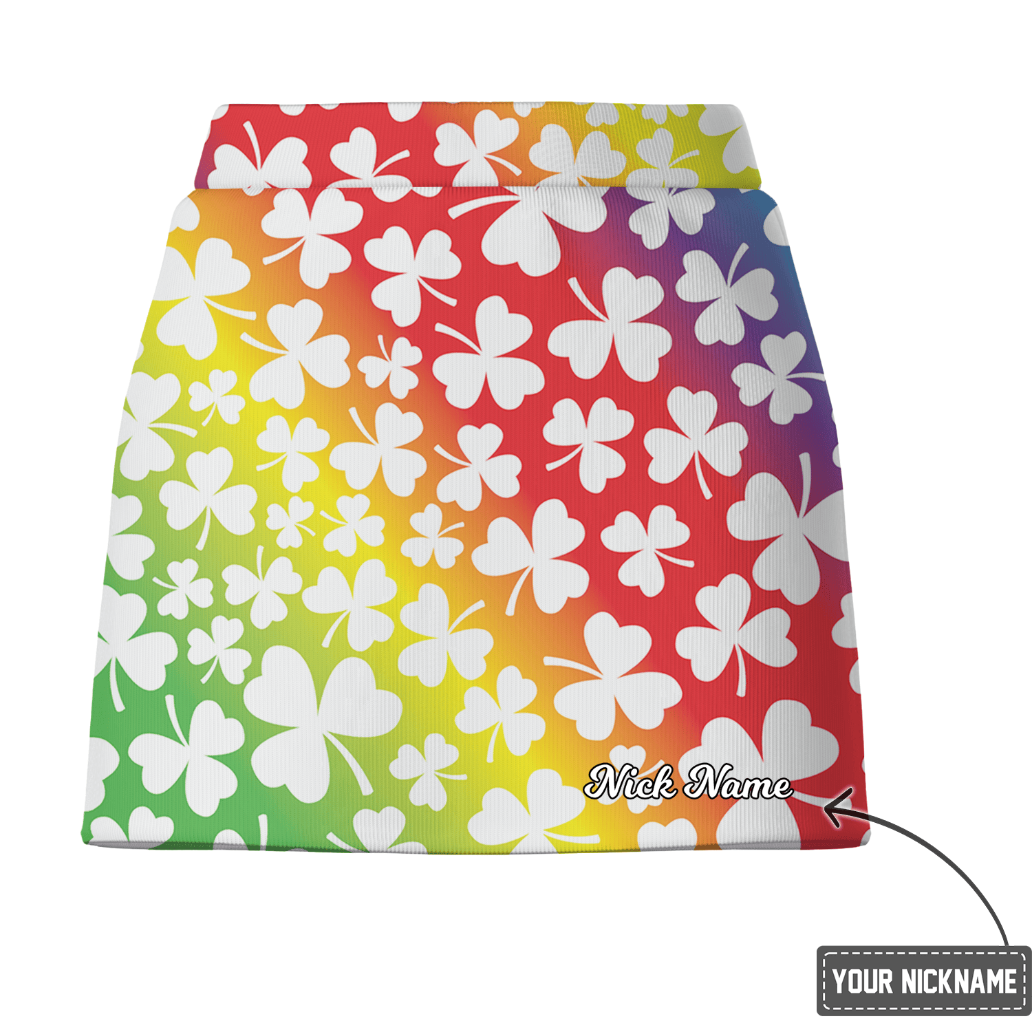 Personalized Rainbow Gradient Shamrock Print Women's Athletic Golf Skort J5477 additional image 2