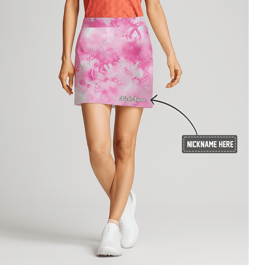 Personalized Pink Tie-Dye Women's Golf Skort with Ribbon & Butterflies D6070 main image - S