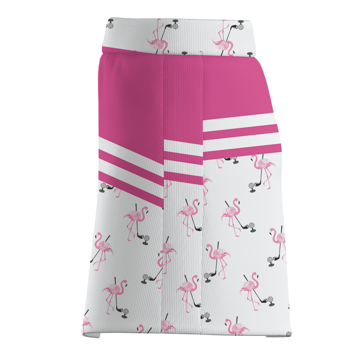 Personalized White & Pink Flamingo Print Women's Golf Skort  Hot Pink Band & Stripes G6741 additional image 3
