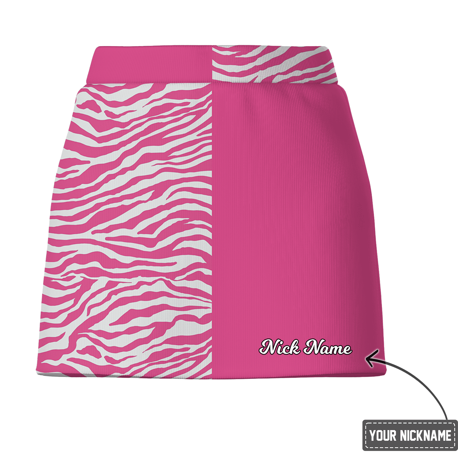 Personalized Hot Pink Zebra Print Color Block Women's Golf Skort N5223 additional image 2