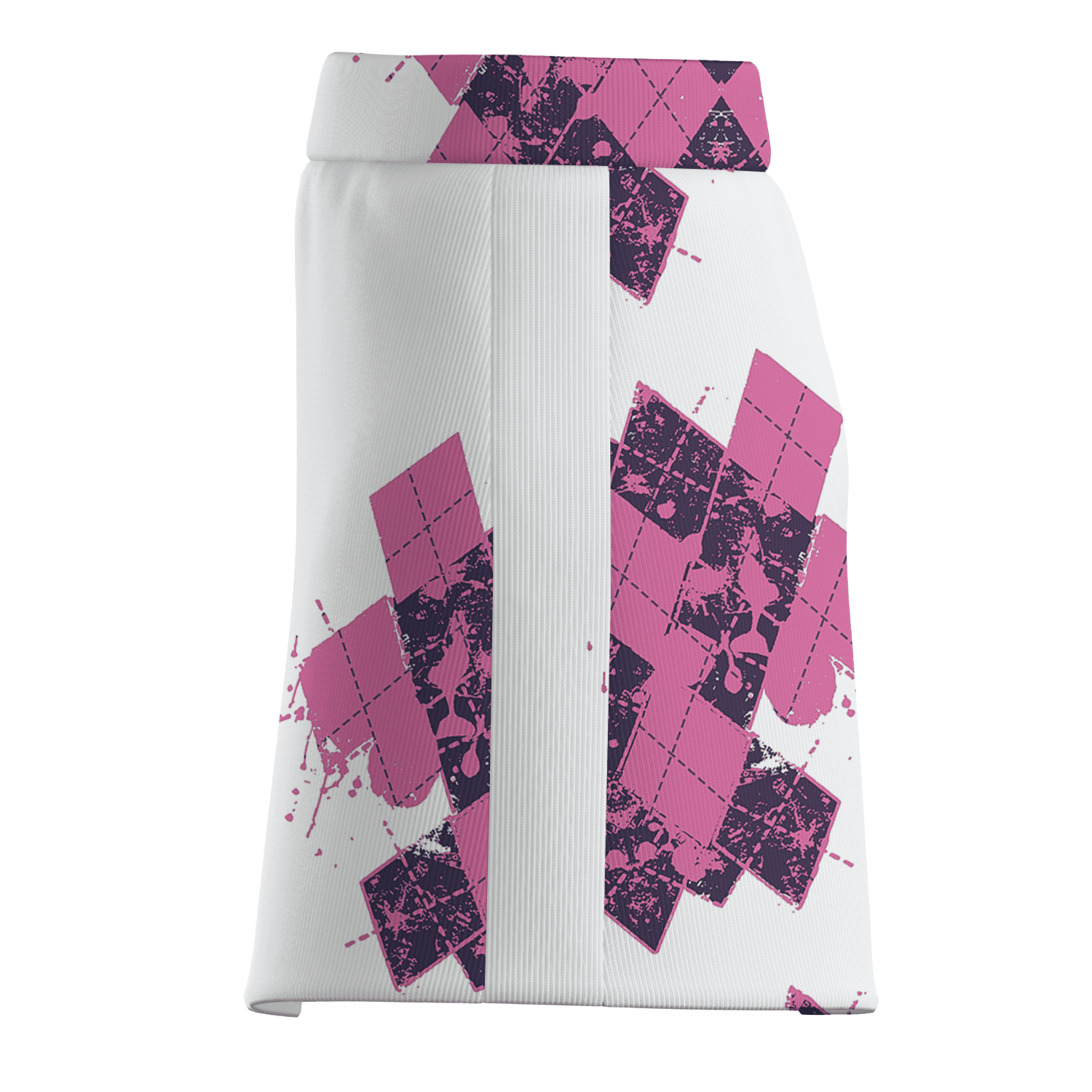 Personalized White Pink Argyle Name Print Women's Athletic Golf Skort X9492 additional image 3