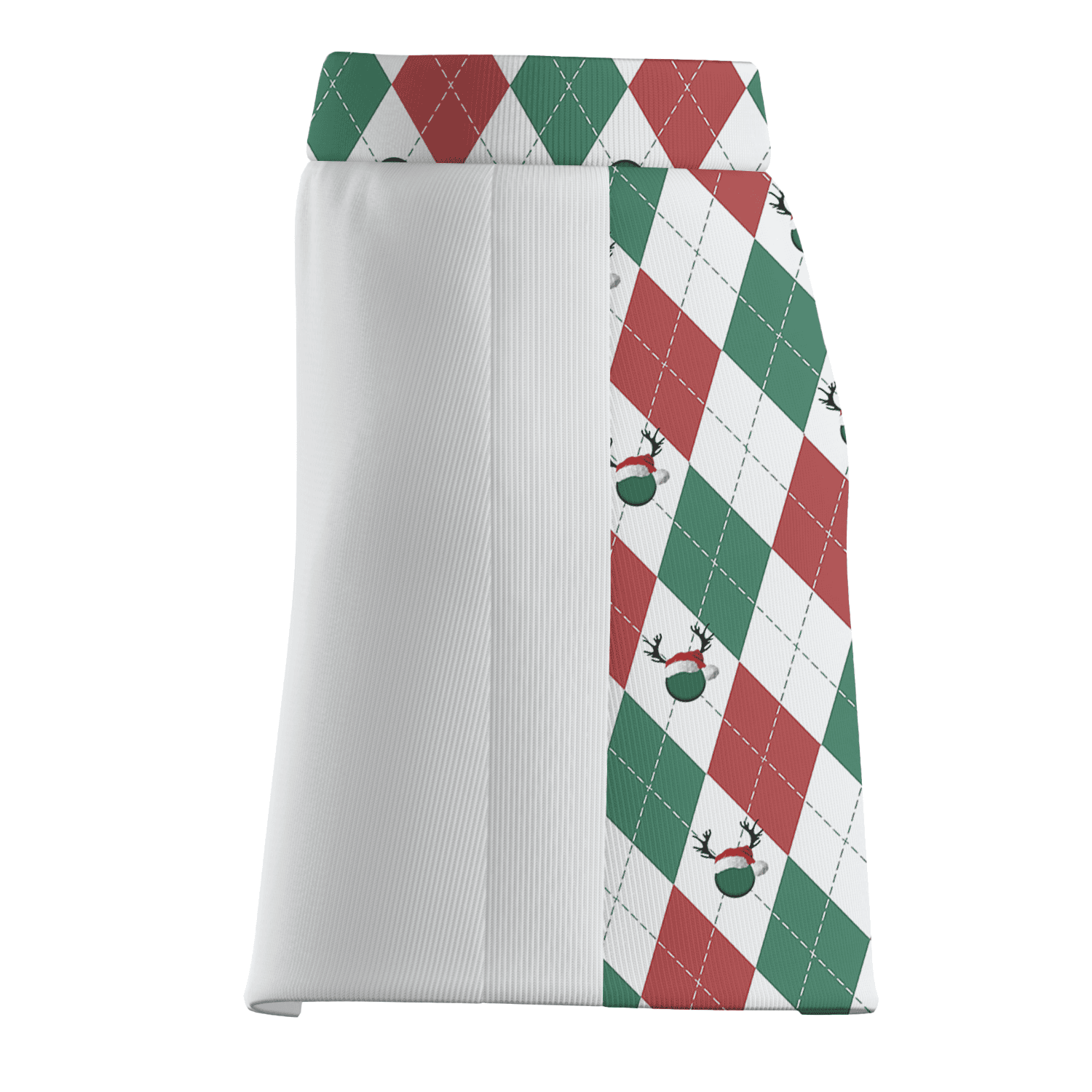 Personalized Women's Asymmetrical Red Green Reindeer Argyle Golf Skort E6067 additional image 3