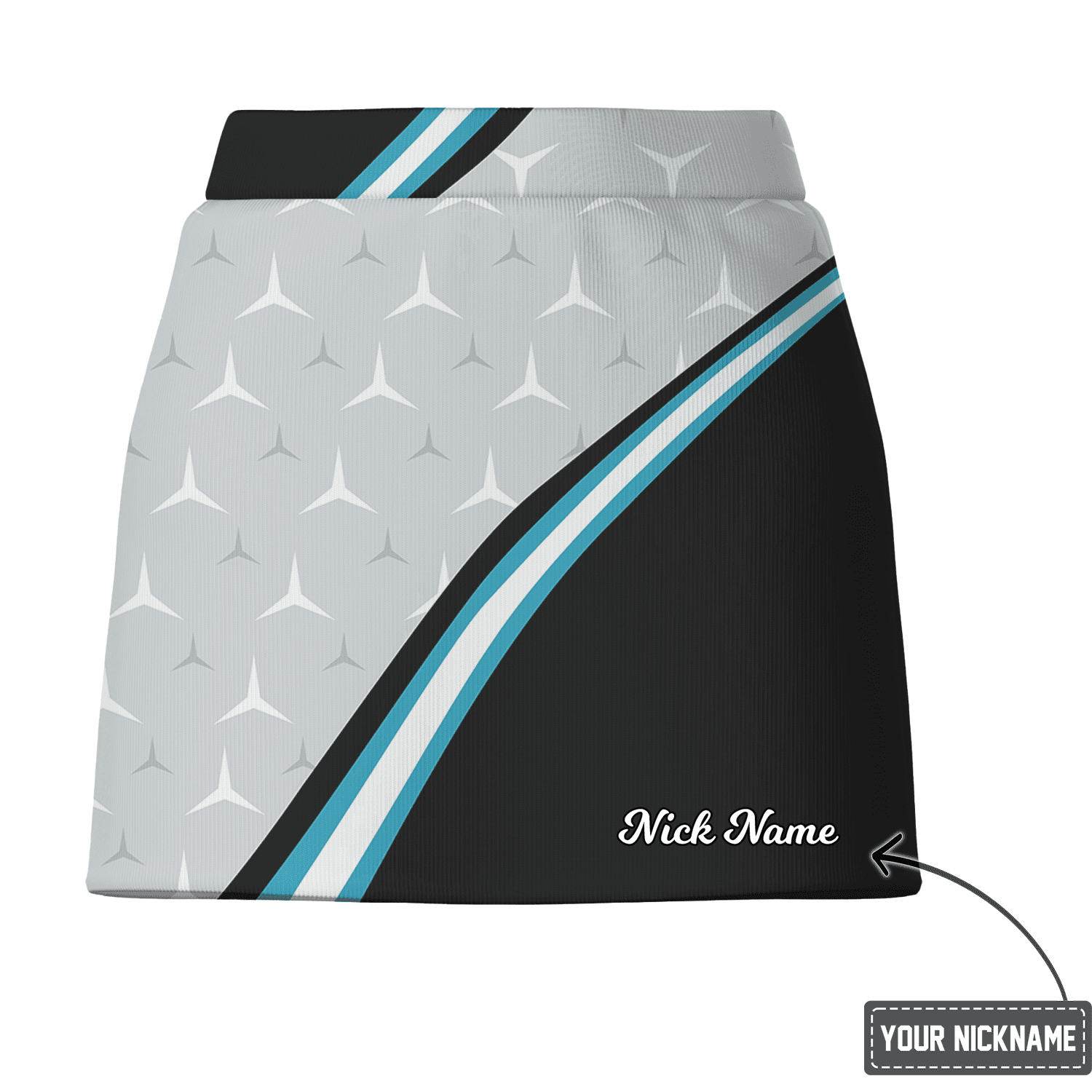Personalized Women's Grey Black Star Print Golf Skort with Blue Stripe H0719 additional image 2