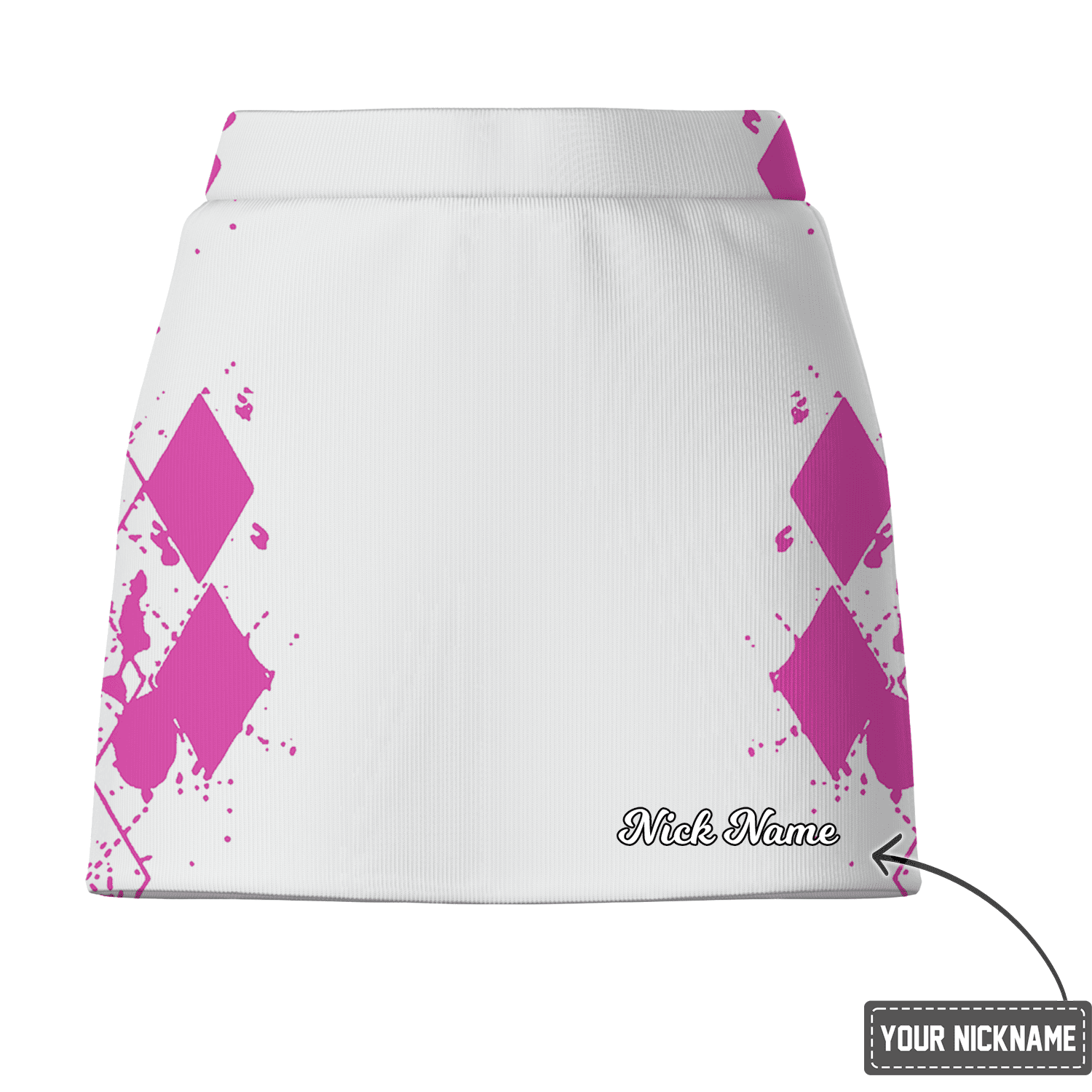 Personalized White Fuchsia Paint Splatter Rhombus Women's Golf Skort B9452 additional image 2
