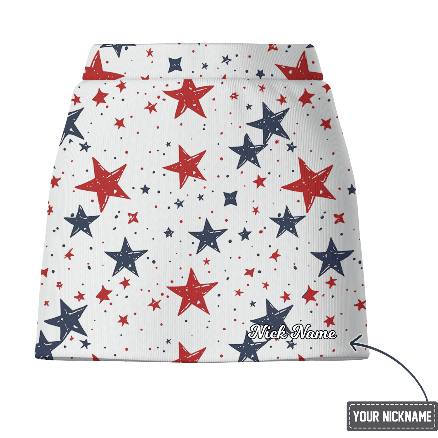 Personalized Red White Blue Star Print Women's Golf Skort N1417 additional image 2