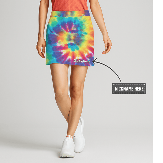Personalized Vibrant Rainbow Tie-Dye Women's Athletic Golf Skort K9371 main image - S