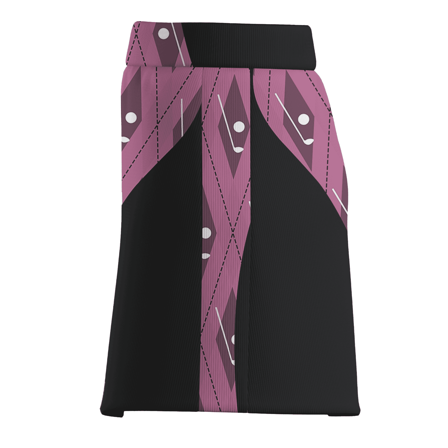 Personalized Women's Black & Dusty Rose Golf Club Argyle Print Golf Skort X9705 additional image 3