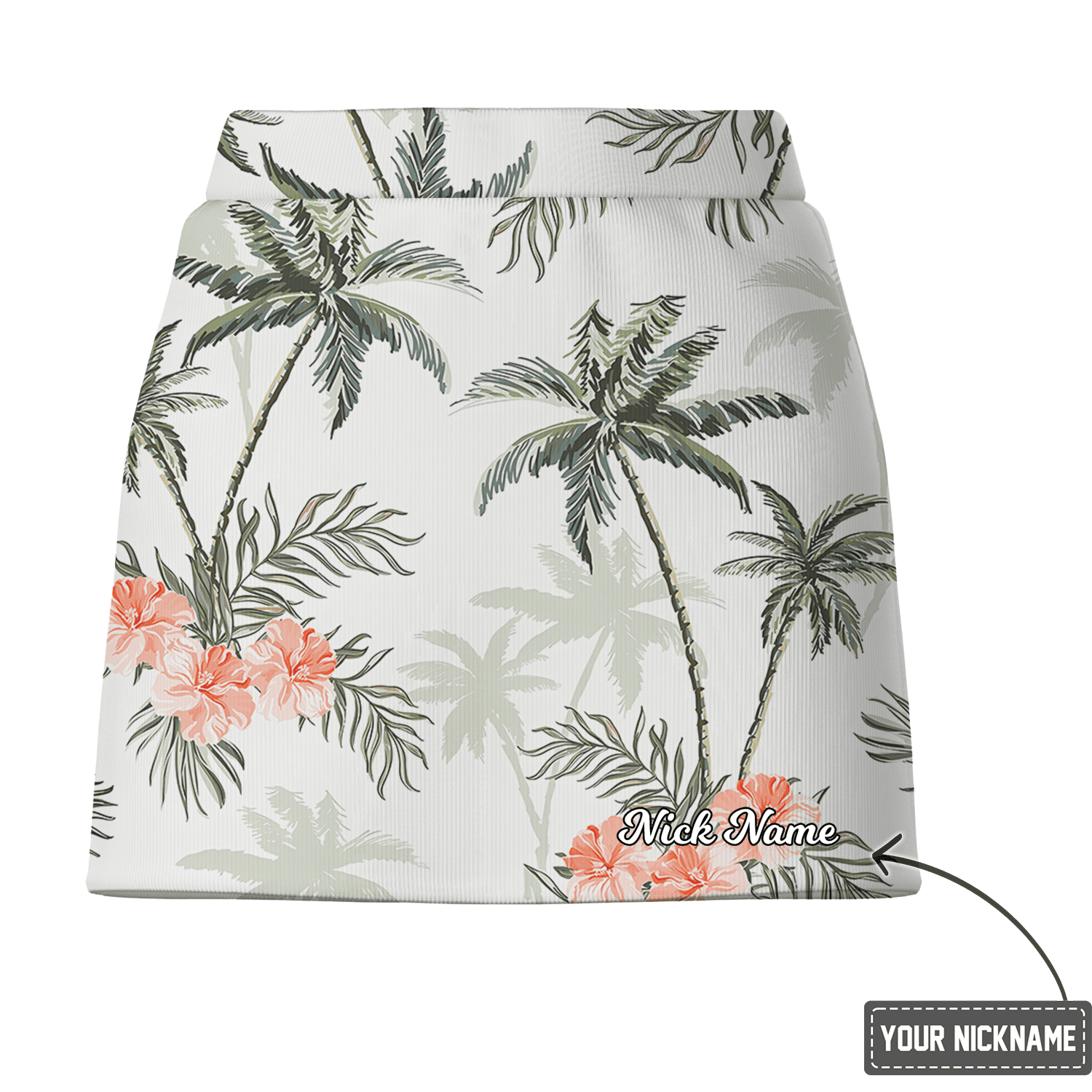 Personalized Women's White Tropical Palm Tree & Floral Print Golf Skort G2453 additional image 2