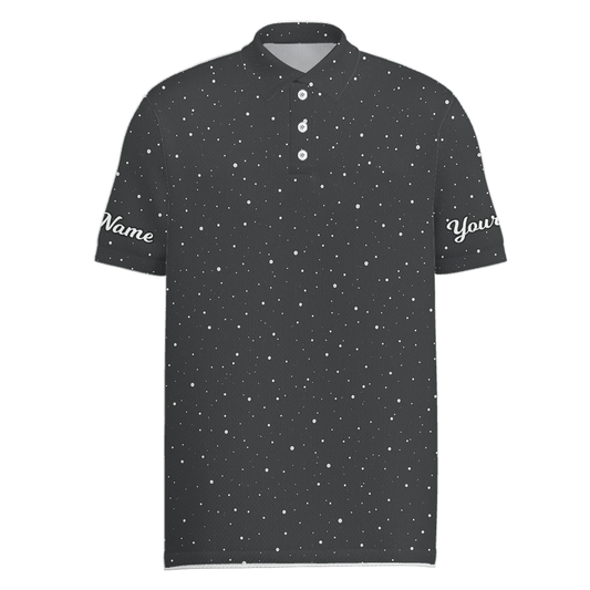 Personalized White Speckle Golf Polo Shirt Men Dark Grey K4208 main image - Men Polo S
