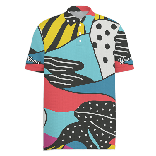 Personalized Abstract Geometric Colorful Men's Golf Polo Shirt S4500 main image - Men Polo S