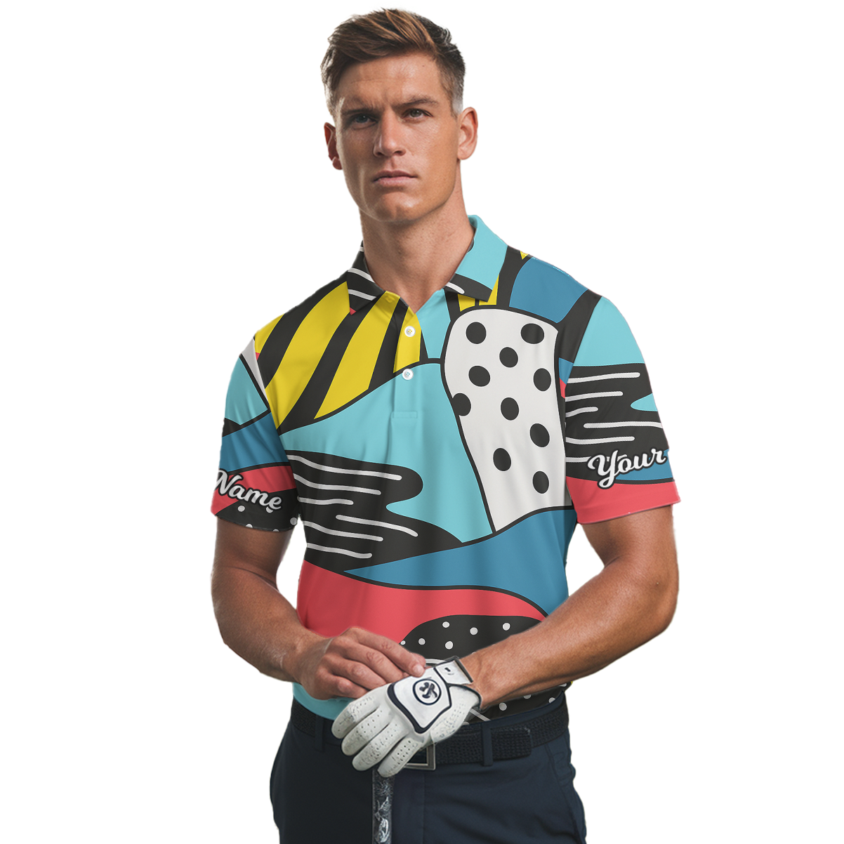 Personalized Abstract Geometric Colorful Men's Golf Polo Shirt S4500 additional image 2