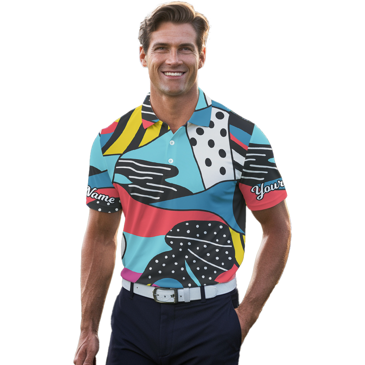 Personalized Abstract Geometric Colorful Men's Golf Polo Shirt S4500 additional image 4