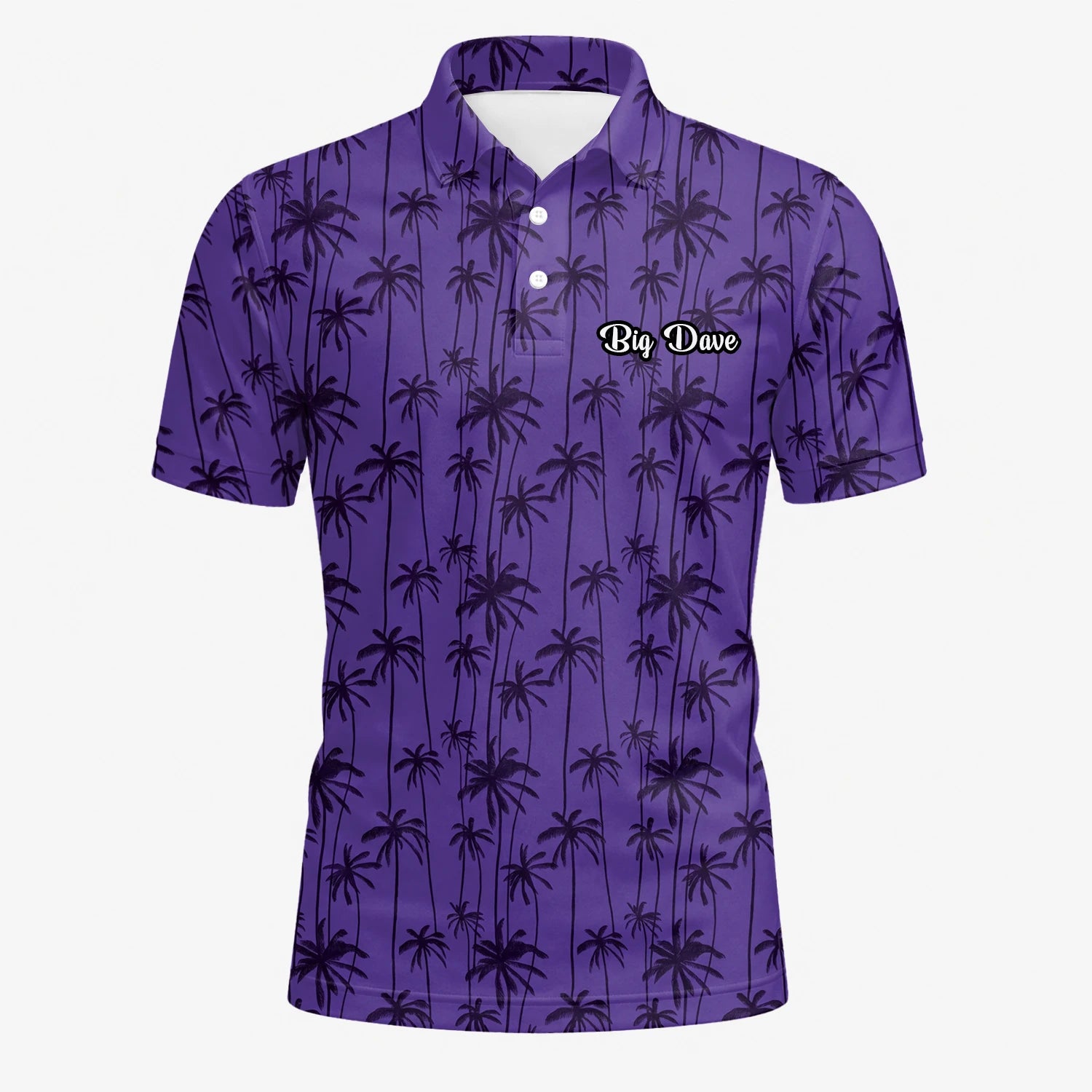 Personalised Purple Palm Tree Silhouette Golf Polo Shirt For Men P3247