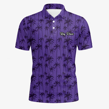 Personalised Purple Palm Tree Silhouette Golf Polo Shirt For Men P3247