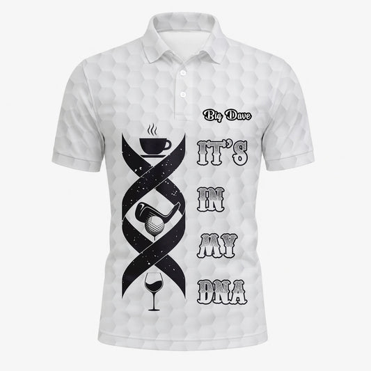 Personalised White Golf In My DNA Slogan Golf Polo Shirt For Men W3018