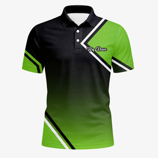Personalised Black Green Geometric Stripe Golf Polo Shirt For Men V2638