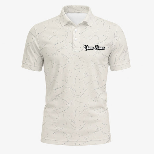 Personalised Cream Golf Tee Line Art Golf Polo Shirt For Men O7898
