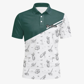 Personalised Green White Golf Club Sketch Golf Polo Shirt For Men L9936