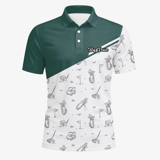 Personalised Green White Golf Club Sketch Golf Polo Shirt For Men L9936