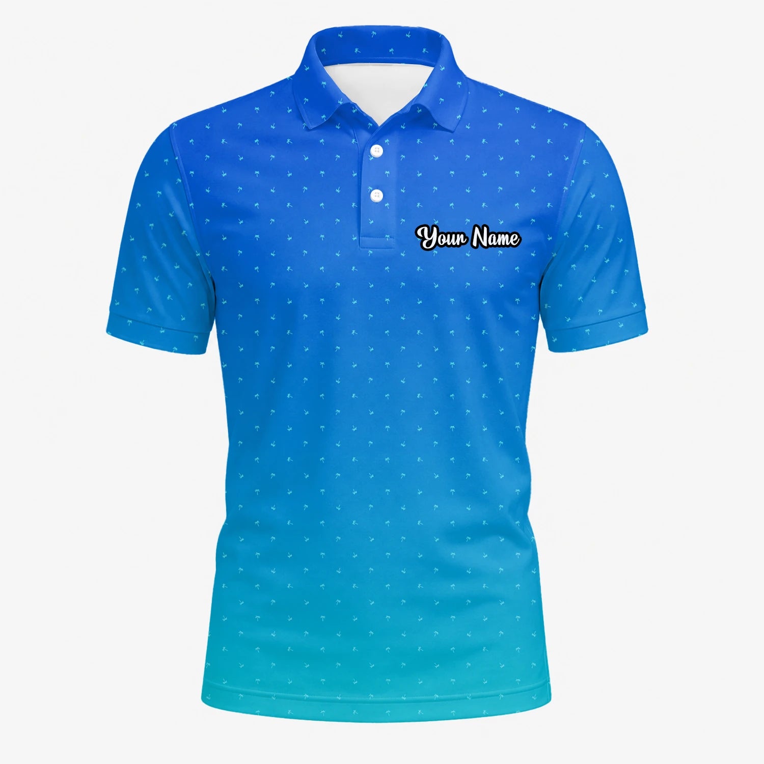 Personalised Blue Turquoise Dotted Gradient Golf Polo Shirt For Men C6032