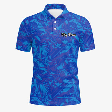 Personalised Blue Tropical Leaf Golf Polo Shirt For Men Z7717