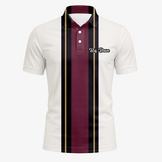 Personalised White Burgundy Black Racing Stripe Golf Polo Shirt For Men G7028