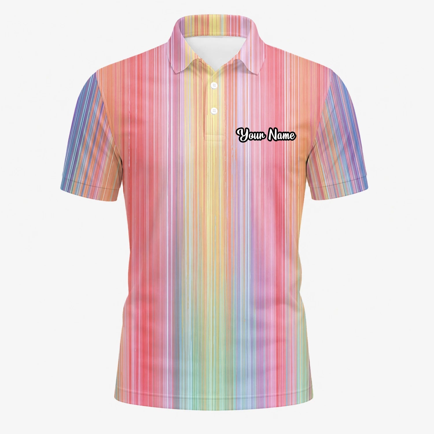 Personalised Pastel Rainbow Stripe Golf Polo Shirt For Men C5307