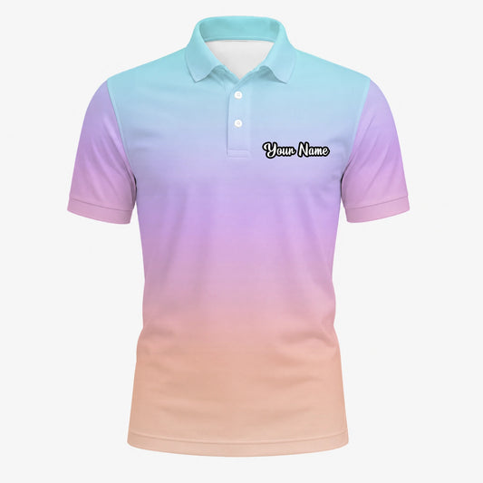Personalised Pastel Rainbow Gradient Golf Polo Shirt For Men R9936
