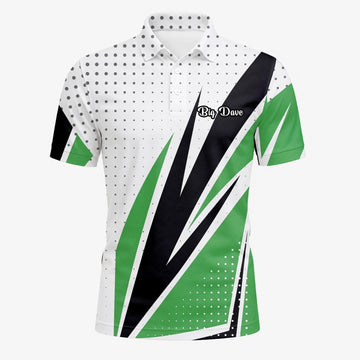 Personalised White Green Black Abstract Stripe Golf Polo Shirt For Men C9494