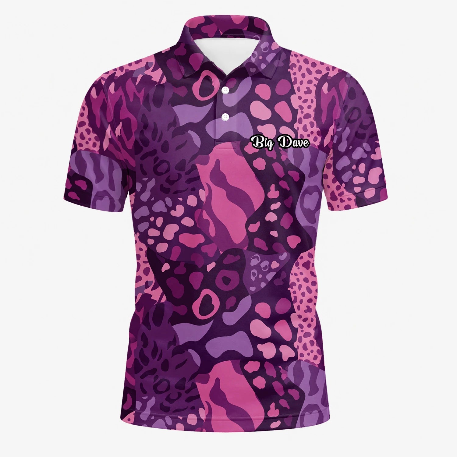 Personalised Purple Pink Leopard Camo Golf Polo Shirt For Men I6540