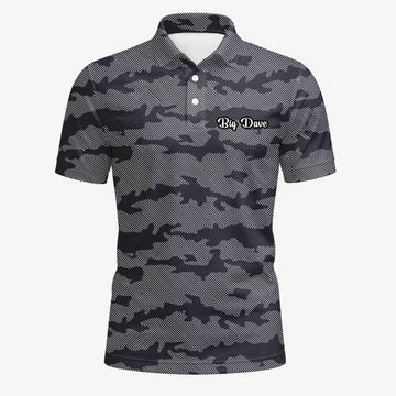 Personalised Grey Black Camo Golf Polo Shirt For Men R8701