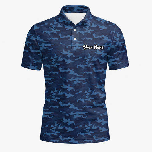 Personalised Navy Blue Camo Golf Polo Shirt For Men L9533