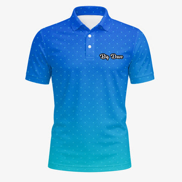 Personalised Blue Turquoise Dotted Gradient Golf Polo Shirt For Men C6032