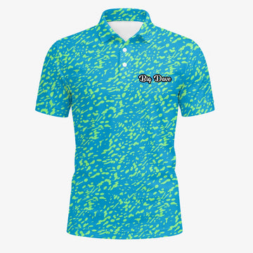 Personalised Turquoise Lime Paint Splatter Golf Polo Shirt For Men G8287