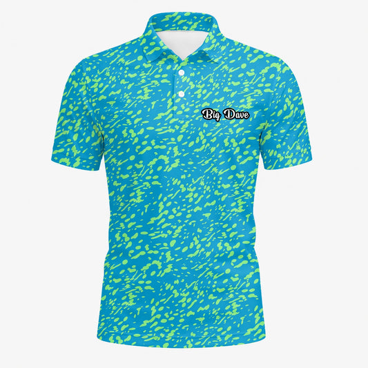 Personalised Turquoise Lime Paint Splatter Golf Polo Shirt For Men G8287