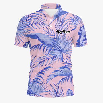 Personalised Pink Lavender Tropical Palm Leaf Golf Polo Shirt For Men M3354